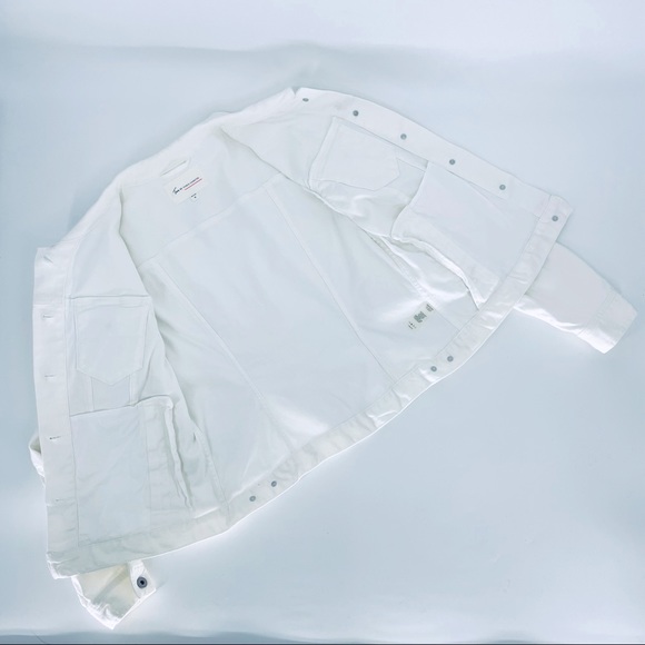 Two by Vince Camuto Jean Jacket White Button Down Front Pockets Denim Coat - Picture 13 of 16